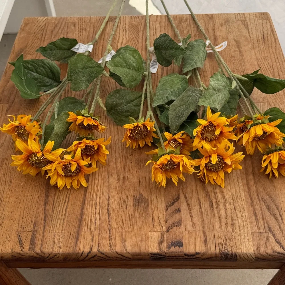 Ashland Faux Sunflowers W/ Beaded Accents 5 Stem Bundle NWT